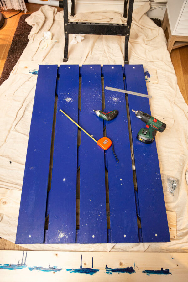 Facing planks painted and attached
